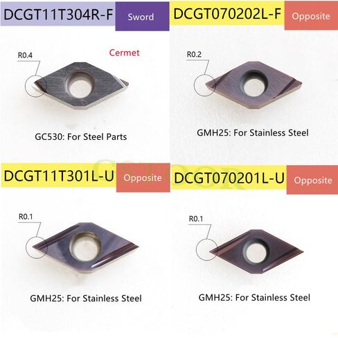 10PCS DCGT070201 DCGT070202 DCGT070204 DCGT11T301 DCGT11T302 DCGT11T304 R-F L-F R-U L-U CNC Lathe Cutter Blades(DCGT11T304,R-F GC530) in Kuwait