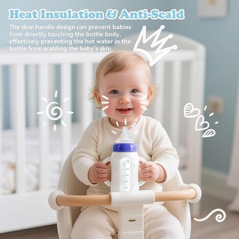 4-Pack Silicone Sleeves for Lansinoh Glass Bottles 8 oz- Starry Sky Design Baby Bottle Holder with Handles,Protectors for Lansinoh Natural Wave Glass Bottles, Anti-Scald Feeding Supplies in Saudi Arabia