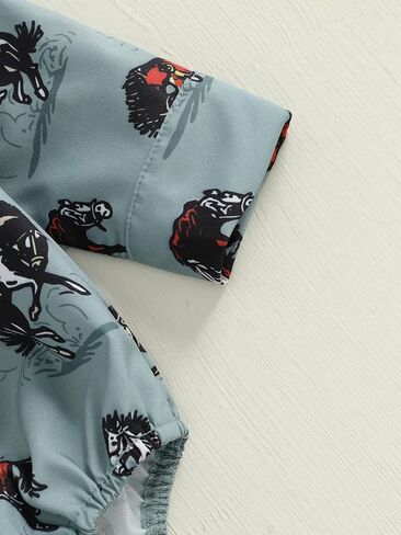 Newborn Western Baby Boy Outfit Long Sleeve Cowboy Dress Shirt Infant Bubble Romper Button Bodysuit Oneise Clothes in Saudi Arabia
