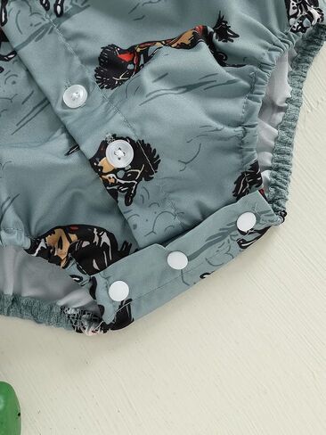 Newborn Western Baby Boy Outfit Long Sleeve Cowboy Dress Shirt Infant Bubble Romper Button Bodysuit Oneise Clothes in Saudi Arabia