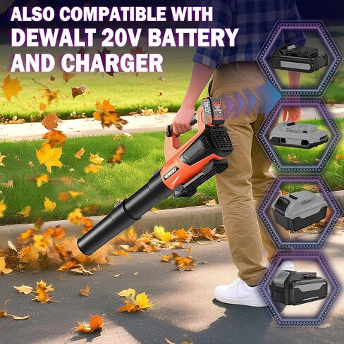 Cordless Leaf Blower Compatible with Dewalt 20V Max Battery(NO Battery), Electric Leaf Blower Up to 160MPH 580CFM, Blowers for Patio, Lawn Care, Dust & Snow Blowing in Saudi Arabia