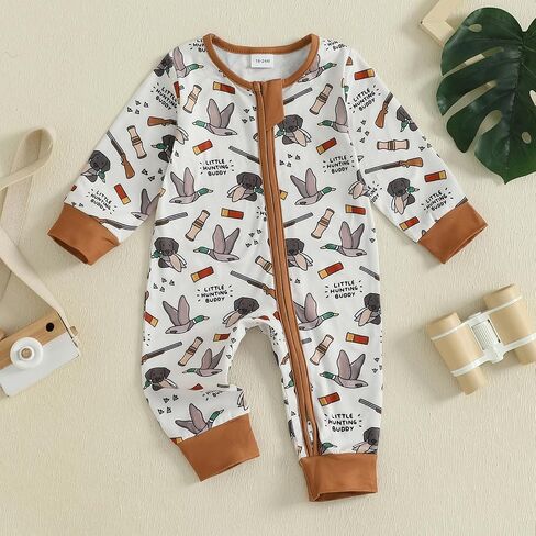 Baby Boy Fall Outfit Newborn Mallard Duck Deer Romper Long Sleeve Zip Up Onesie Bodysuit Overalls Camo Hunting Clothes in Saudi Arabia