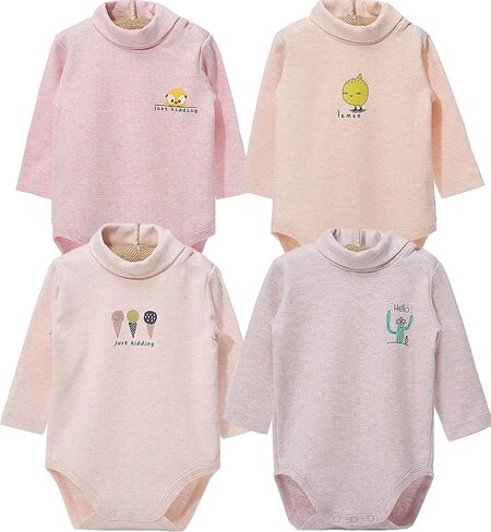 Infant Baby Boys Girls Long Sleeves Thermal Onesies Turtle-Neck Baby Bodysuit Fall Winter Clothes Outfit in Saudi Arabia