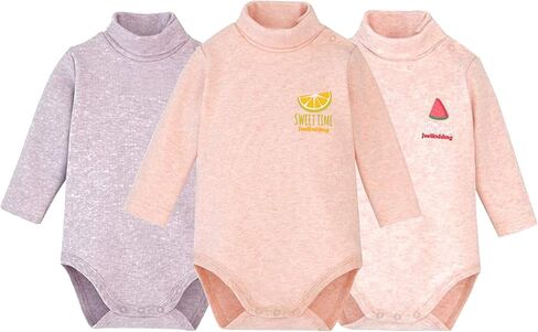 Infant Baby Boys Girls Long Sleeves Thermal Onesies Turtle-Neck Baby Bodysuit Fall Winter Clothes Outfit in Saudi Arabia