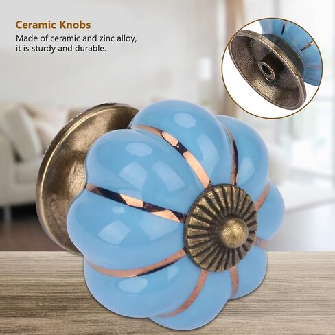Ceramic Pumpkin Knobs, European Handle for Bedroom Cabinet Drawer Furniture, Beautiful Decoration, Wide Application for Children's Room, Ceramic and Zinc Alloy Material in Saudi Arabia