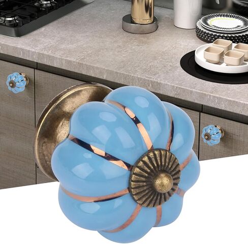 Ceramic Pumpkin Knobs, European Handle for Bedroom Cabinet Drawer Furniture, Beautiful Decoration, Wide Application for Children's Room, Ceramic and Zinc Alloy Material in Saudi Arabia