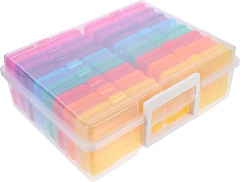 Compartment Photo Organizer Box with Durable Plastic Portable Multi Use Storage Container for Household Pictures Crafts and Gift Giving in Saudi Arabia