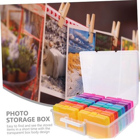 Compartment Photo Organizer Box with Durable Plastic Portable Multi Use Storage Container for Household Pictures Crafts and Gift Giving in Saudi Arabia