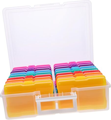 Compartment Photo Storage Box with Colorful Portable Organizer Durable Plastic Cards and Postcards Carry Case for Household Photo and Greeting Card Classification in Saudi Arabia