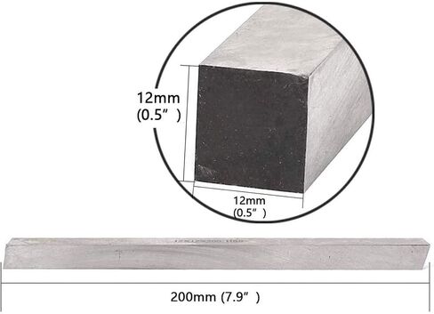 قطعتان من شريط قطع أدوات القطع المربعة للمخرطة HSS، 12 مم × 12 مم × 200 مم، مطحنة قطع الطحن HSS لقمة أداة فارغة، مطحنة قطع مستطيلة من الفولاذ عالية السرعة فارغة، لقمة أداة المخرطة (12 مم × 12 مم × 200 مم) in Kuwait