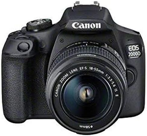 كاميرا Canon EOS 2000D DSLR مع عدسة II مقاس 18-55 مم وحزمة البداية: بطاقة ذاكرة SD Ultra سعة 32 جيجابايت SDHC + حقيبة حمل الكاميرا + مرشح الأشعة فوق البنفسجية + حافظة غطاء العدسة + المزيد (متجدد) in Kuwait