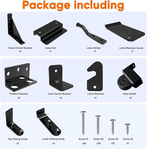 Sliding Gate Kit - Heavy Duty Rolling Gate Hardware Kit for Wooden Fence, Anti-Sag Design with Smooth Wheels, Easy DIY Installation for Porch, Pool, Barn Deck Gate (Black) in Saudi Arabia
