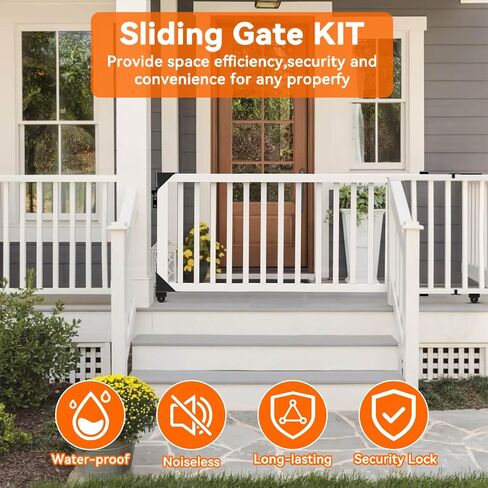 Sliding Gate Kit - Heavy Duty Rolling Gate Hardware Kit for Wooden Fence, Anti-Sag Design with Smooth Wheels, Easy DIY Installation for Porch, Pool, Barn Deck Gate (Black) in Saudi Arabia