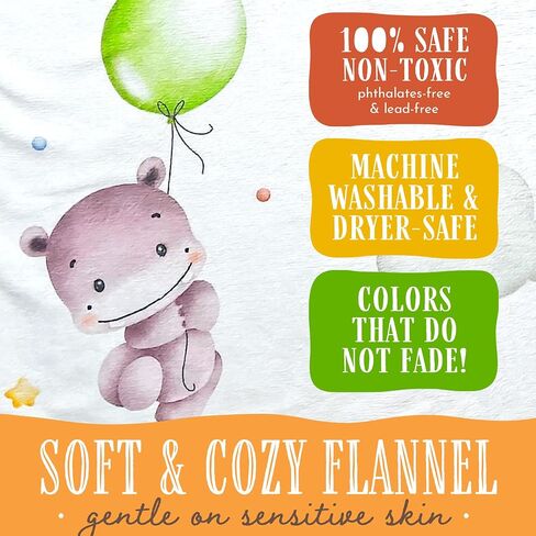 Baby Milestone Blanket, 40x50in Soft Flannel, Custom Cloud & Star Design with Baby Animals, Includes Yellow Star & Blue Cloud Milestone Markers, Perfect, White & Pastel Colors in Saudi Arabia