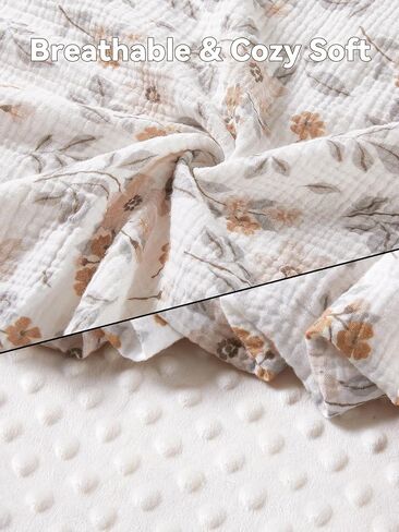 Baby Blankets for Girls Boys, Receiving Baby Blanket with Double Layer Soft Plush, Minky Muslin Cotton Front and Dotted Backing 30"x40", Yellow Flower in Saudi Arabia