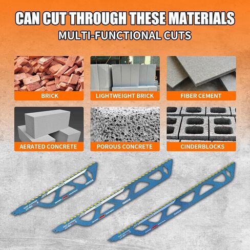 18 Inch Masonry Reciprocating Saw Blade, 32 TPI Teeth Tipped Cutting Reciprocating Saw Blade, Concrete Blades for Cutting Red Brick, Light Brick, Aerated Concrete, Porous Concrete, Cinder Block in Saudi Arabia