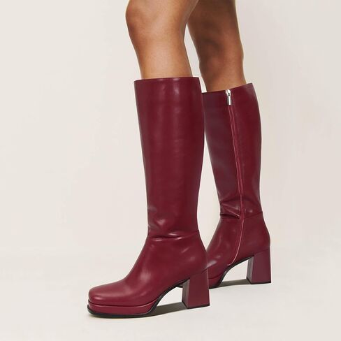 Knee High Boots Women Chunky Heel Round Toe Campus Boots Comfortable Low Block Heel Tall Riding Boots With Side Zipper in Kuwait