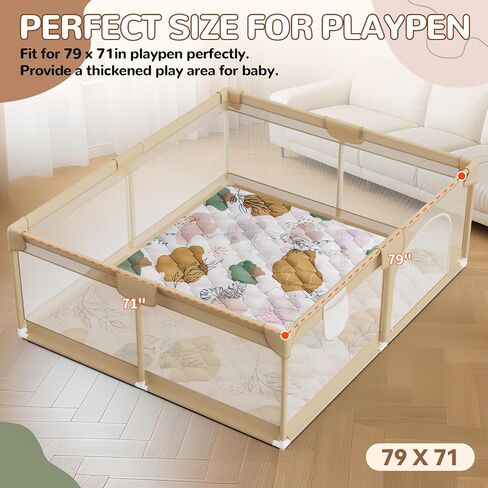 Dessports Baby Play Mat 47x47 Thick Floor Mat, Washable Foldable Tummy Mat | Foam Sponge Padding, Non Slip Base, Portable Indoor Outdoor Baby Floor Nursery Playpen Mat, Boho Style in Kuwait
