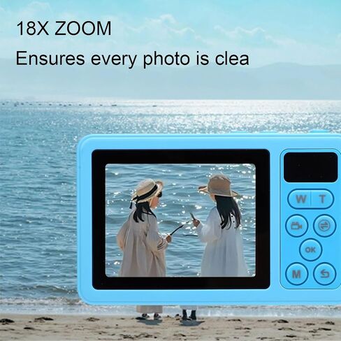 PUSOKEI 4K Digital Camera 48MP, 3 Miles Underwater IP68 Dual Screen Vlogging Camera for Teens Beginners, 18x Optical Zoom, 1200mAh Rechargeable (Blue) in Saudi Arabia
