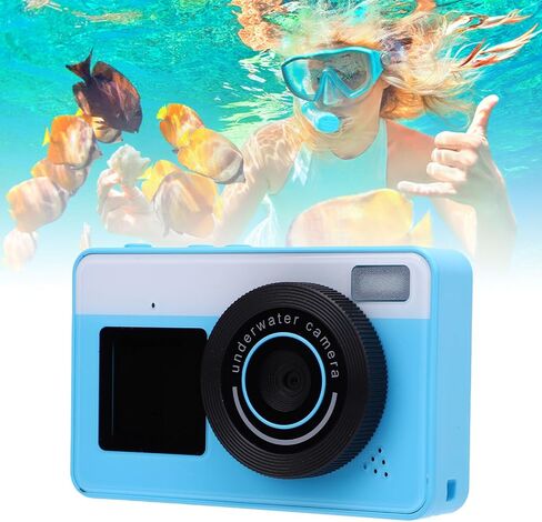 PUSOKEI 4K Digital Camera 48MP, 3 Miles Underwater IP68 Dual Screen Vlogging Camera for Teens Beginners, 18x Optical Zoom, 1200mAh Rechargeable (Blue) in Saudi Arabia