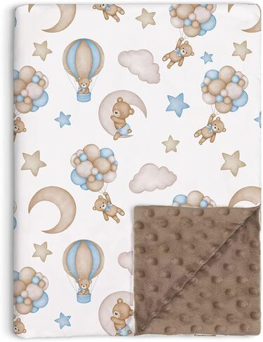 Bear Baby Blanket for Unisex Boys Girls, Blue Bear Toddler Soft Minky Blanket with Double Layer Dotted Backing, Nursery Newborn Baby Crib Receiving Blanket, 30"x40" in Saudi Arabia