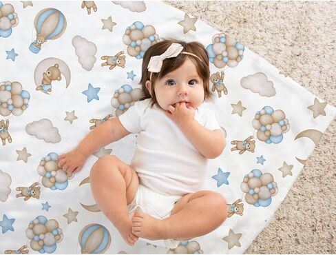 Bear Baby Blanket for Unisex Boys Girls, Blue Bear Toddler Soft Minky Blanket with Double Layer Dotted Backing, Nursery Newborn Baby Crib Receiving Blanket, 30"x40" in Saudi Arabia