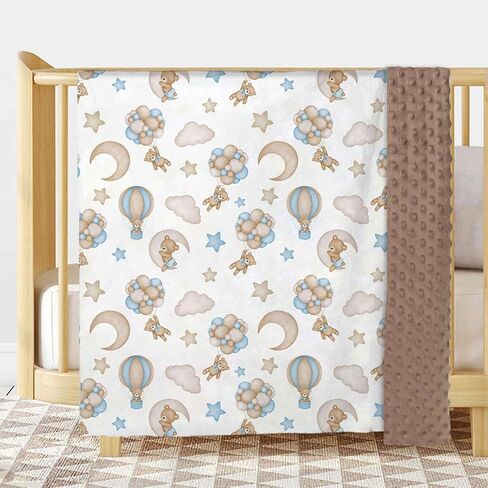 Bear Baby Blanket for Unisex Boys Girls, Blue Bear Toddler Soft Minky Blanket with Double Layer Dotted Backing, Nursery Newborn Baby Crib Receiving Blanket, 30"x40" in Saudi Arabia