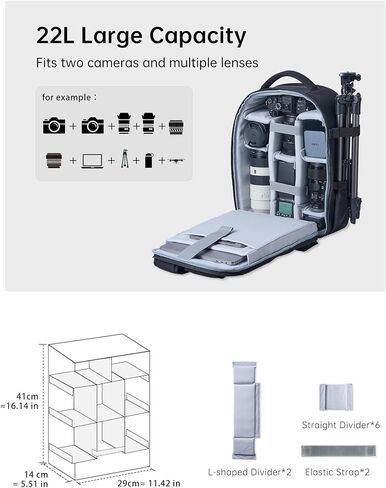 llano 22L Large Hardshell Camera Backpack Case, Camera Bags for Photographers Compatible with DSLR and Mirrorless Cameras,for Sony Canon Nikon Fujifilm with Laptop Compartment,Travel and Outdoor in Saudi Arabia