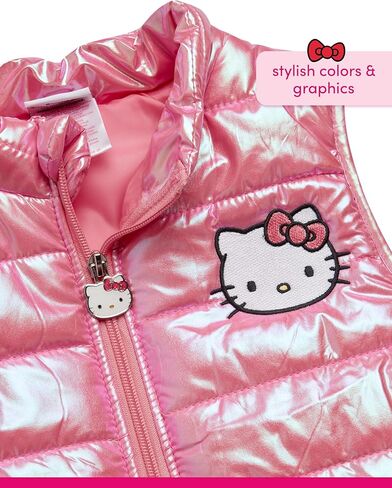 Hello Kitty Girls' Pants Set - 3 Piece Zip Up Vest, Long Sleeve Graphic Shirt, Fleece Pants - Matching Set for Girls (2T-12) in Kuwait