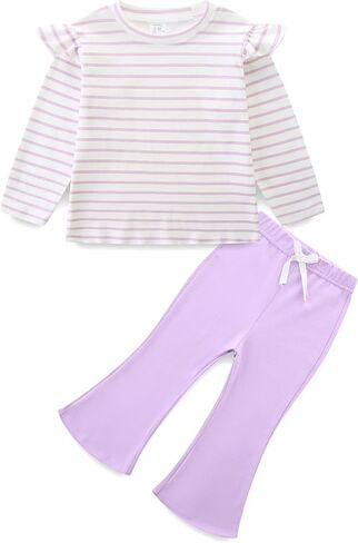 Toddler Girl Fall Winter Outfits Ruffle Sweatshirt and Flare Pants Clothes Set Baby Girls Long Sleeve Sweatsuits in Saudi Arabia