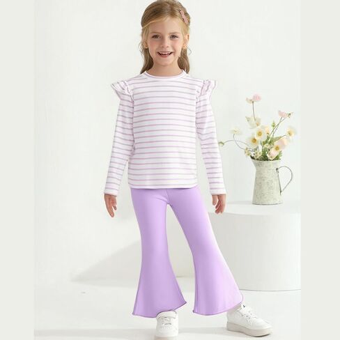 Toddler Girl Fall Winter Outfits Ruffle Sweatshirt and Flare Pants Clothes Set Baby Girls Long Sleeve Sweatsuits in Saudi Arabia