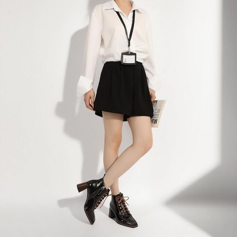 Ankle Boots for Women Lace Up Chunky Block Booties Square Toe Side Zipper 2.75 Inch in Saudi Arabia