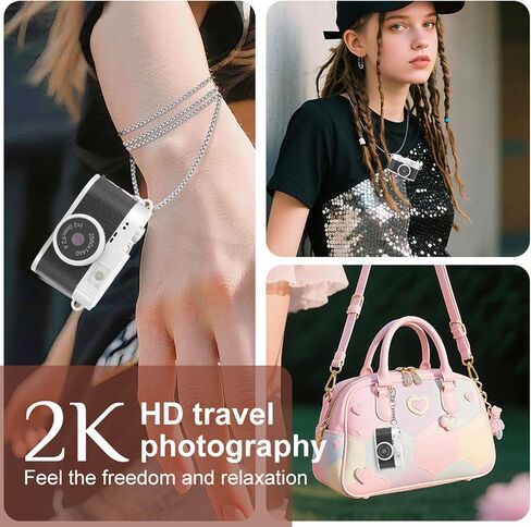 كاميرا Dpofirs Mini Keychain، 1080P 2MP HD كاميرا رقمية صغيرة ريترو صغيرة محمولة ومسجل فيديو مدمج لتسجيل دراسة السفر، 128 جيجابايت قابلة للتوسيع (بني) in Kuwait