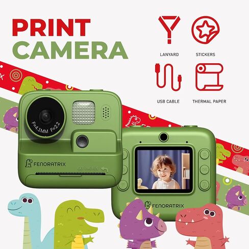 Instant Print Camera for Kids – No Ink Needed, 2.4" Screen, Selfie & 1080P Video, 10X Zoom, 3 Paper Rolls, Stickers & Markers, Fun Creative Gift for Boys & Girls Ages 3 4 5 6 7 8 9 10 – FENORATRIX RED in Saudi Arabia