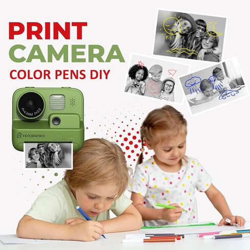 Instant Print Camera for Kids – No Ink Needed, 2.4" Screen, Selfie & 1080P Video, 10X Zoom, 3 Paper Rolls, Stickers & Markers, Fun Creative Gift for Boys & Girls Ages 3 4 5 6 7 8 9 10 – FENORATRIX RED in Saudi Arabia