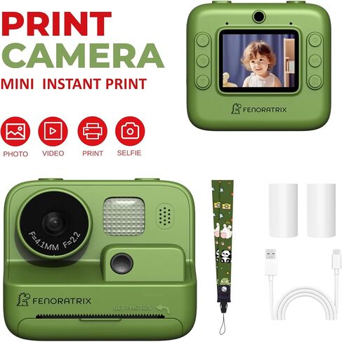 Instant Print Camera for Kids – No Ink Needed, 2.4" Screen, Selfie & 1080P Video, 10X Zoom, 3 Paper Rolls, Stickers & Markers, Fun Creative Gift for Boys & Girls Ages 3 4 5 6 7 8 9 10 – FENORATRIX RED in Saudi Arabia