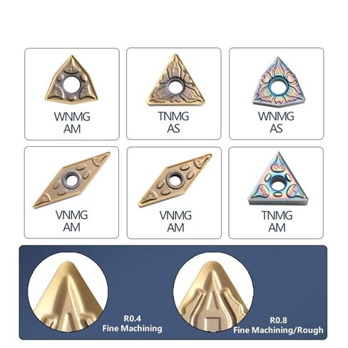 10 قطعة TNMG160404/408 WNMG080404/408 VNMG160404 VNMG160408 AM كما مخرطة CNC الخارجية تحول أداة كربيد قطع إدراج (VNMG160404AM GMZS20M) in Kuwait