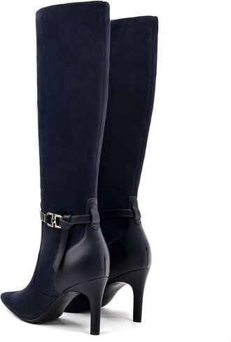 Women's Knee High Boots Women Mid Heel Pointed Toe Tall Boots for Women High Heel Side Zipper with Buckle Bow Knots Long Boots for Fall Winter for Fall Winter in Kuwait