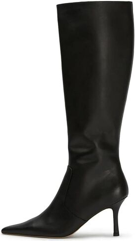 Goiphrri أحذية عالية للركبة للنساء بمقدمة مدببة أحذية طويلة بكعب عالٍ للنساء بكعب ستيليتو وسحاب جانبي وواسع للساق أحذية عصرية للخريف للنساء in Kuwait