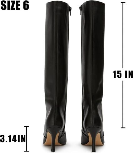 Goiphrri أحذية عالية للركبة للنساء بمقدمة مدببة أحذية طويلة بكعب عالٍ للنساء بكعب ستيليتو وسحاب جانبي وواسع للساق أحذية عصرية للخريف للنساء in Kuwait