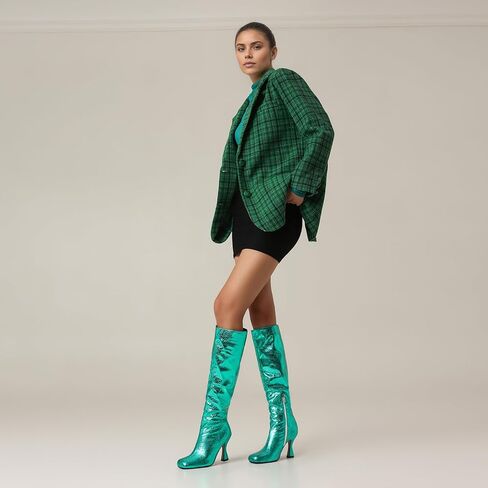 إمرأة حذاء برقبة للركبة ساحة تو منصة كتلة مكتنزة كعب أحذية للنساء عالية الكعب الجانب سستة المرأة ركوب أحذية طويلة in Kuwait