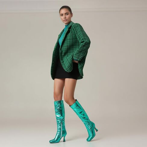 إمرأة حذاء برقبة للركبة ساحة تو منصة كتلة مكتنزة كعب أحذية للنساء عالية الكعب الجانب سستة المرأة ركوب أحذية طويلة in Kuwait