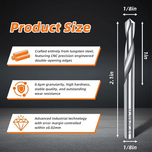 1/4 Carbide Drill Bits, Solid Carbide for Hardened Steel, Tungsten Carbide Drill Bit Set for CNC Machines Ideal for Metal Copper Alloy Cast Iron Stainless(2, 1/4 in) in Saudi Arabia