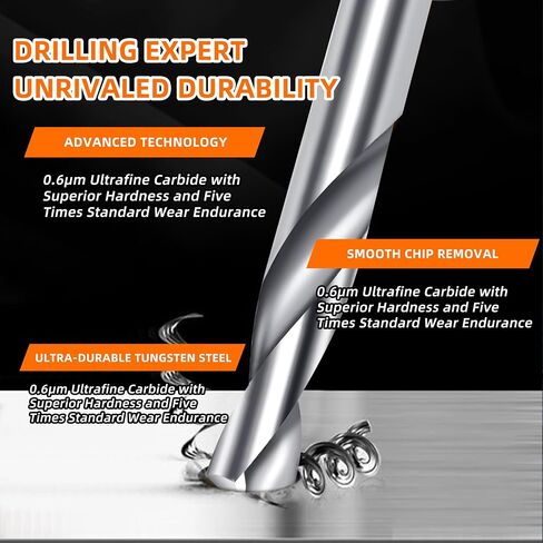 1/4 Carbide Drill Bits, Solid Carbide for Hardened Steel, Tungsten Carbide Drill Bit Set for CNC Machines Ideal for Metal Copper Alloy Cast Iron Stainless(2, 1/4 in) in Saudi Arabia