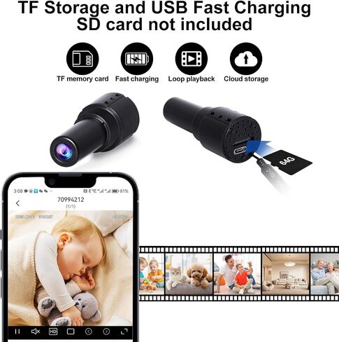Smallest Wireless WiFi IP Camera,Tiny Spy Camera,HD1080P Video Recording Live Feed,Baby Monitor,Nanny Cam,Pet Cam with Night Vision,Motion Detection,Cloud Storage for Security with iOS/Android APP in Saudi Arabia