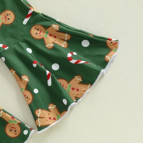 Toddler Baby Girl Christmas Outfit Gingerbread Candy Cane Sweatshirt Bell Bottom Pants Set in Kuwait