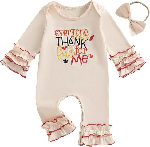 My First Thanksgiving Baby Girl Outfit Little Turkey Onesie Thanksgiving Romper Jumpsuit Infant Newborn Clothes in Kuwait