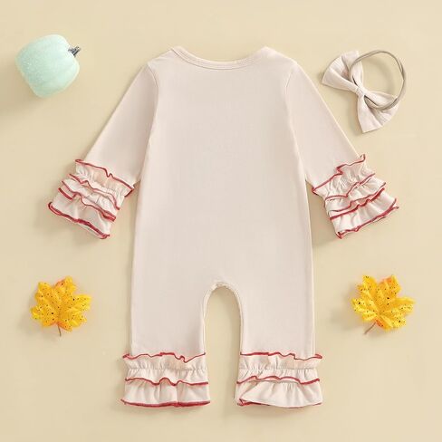 My First Thanksgiving Baby Girl Outfit Little Turkey Onesie Thanksgiving Romper Jumpsuit Infant Newborn Clothes in Kuwait