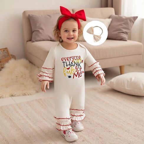 My First Thanksgiving Baby Girl Outfit Little Turkey Onesie Thanksgiving Romper Jumpsuit Infant Newborn Clothes in Kuwait