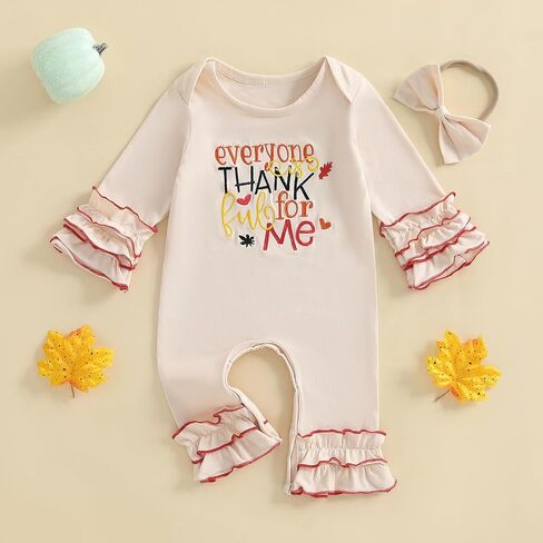 My First Thanksgiving Baby Girl Outfit Little Turkey Onesie Thanksgiving Romper Jumpsuit Infant Newborn Clothes in Kuwait